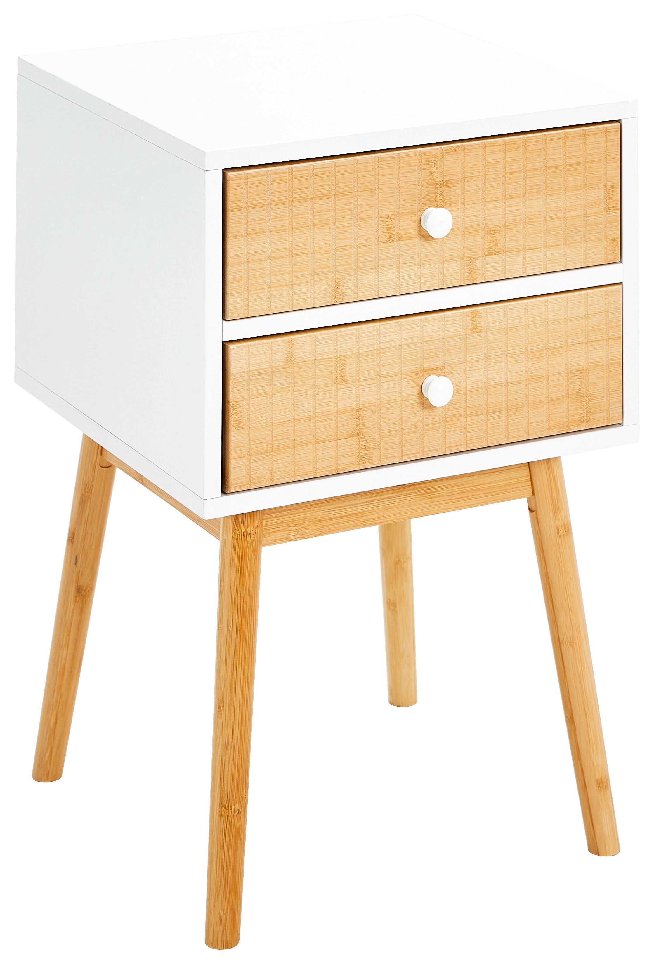 SZAFKA NOCNA BONNIE - kolor naturalny/biały, Design, materiał drewnopochodny/materiały naturalne (40/61,5/40cm) - Xora