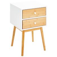 SZAFKA NOCNA BONNIE - kolor naturalny/biały, Design, materiał drewnopochodny/materiały naturalne (40/61,5/40cm) - Xora