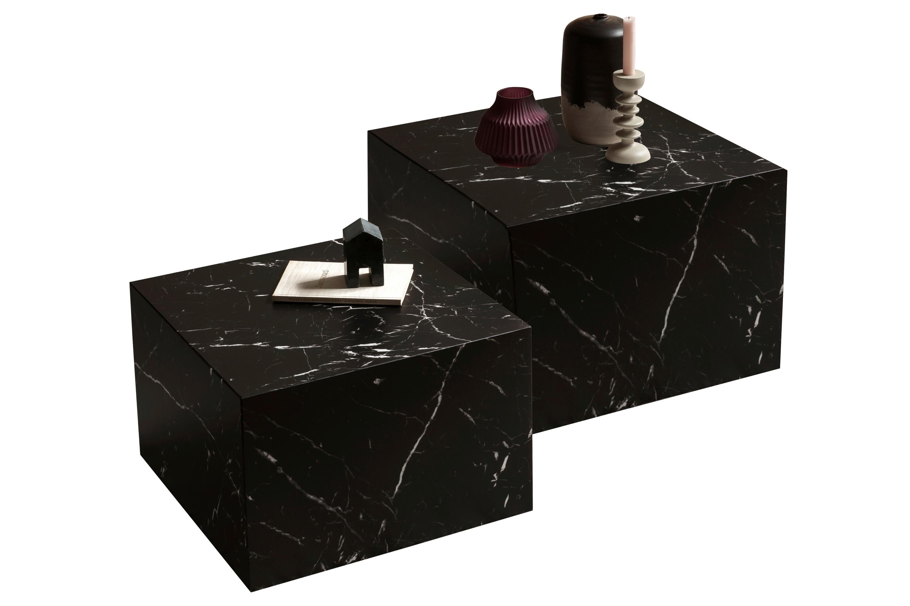Set Klubskih Mizic Marble, Črna, 2-Delni - črna, Design, leseni material (58-50/58-50/40-33cm) - Livetastic