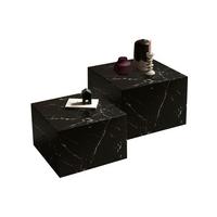 Set Klubskih Mizic Marble, Črna, 2-Delni - črna, Design, leseni material (58-50/58-50/40-33cm) - Livetastic