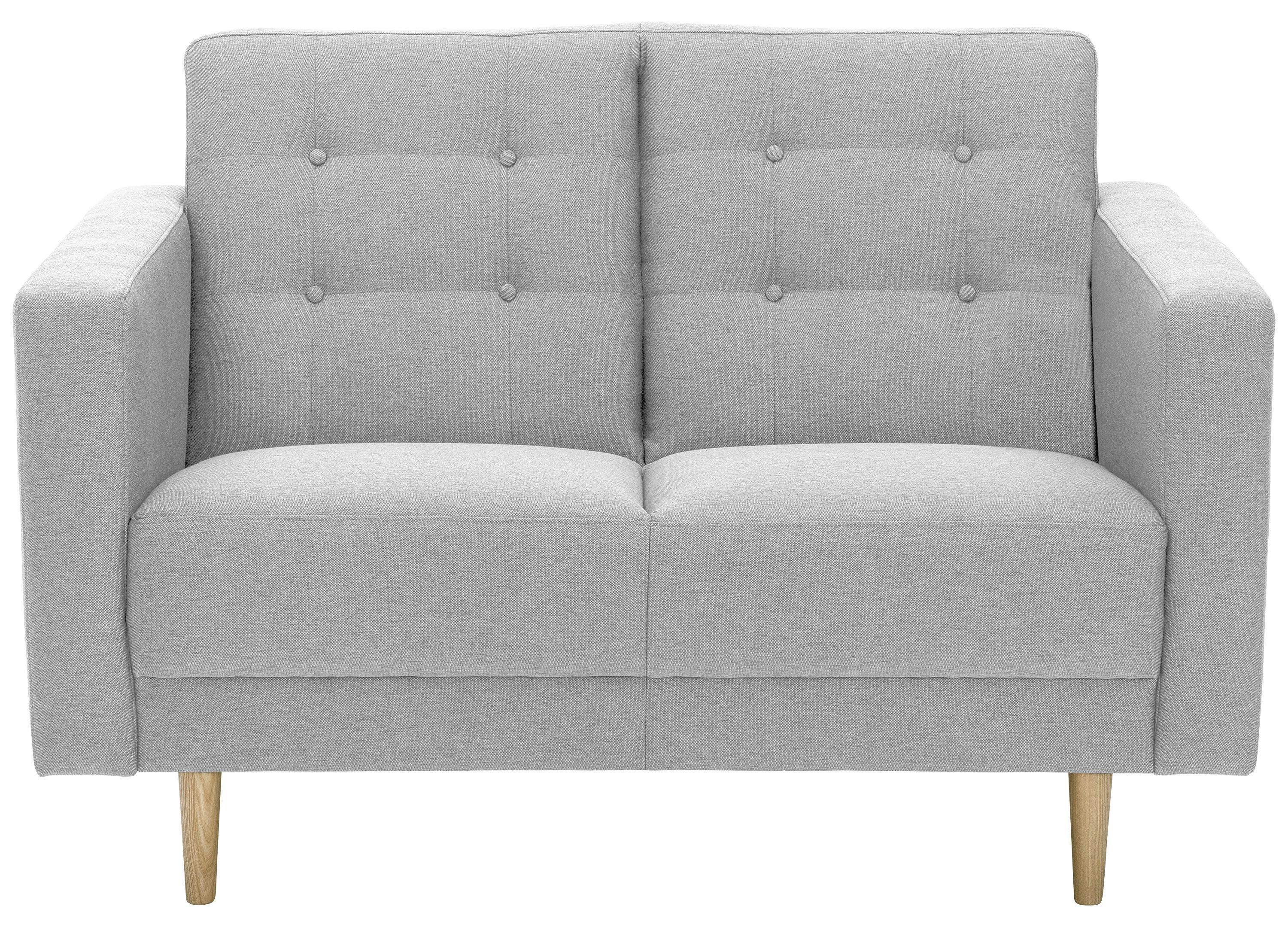 2-Sitzer-Sofa Jasmin Hellgrau Flachgewebe mit Schlaffunktion - Eschefarben/Hellgrau, MODERN, Holz/Textil (128/81cm) - Max Winzer