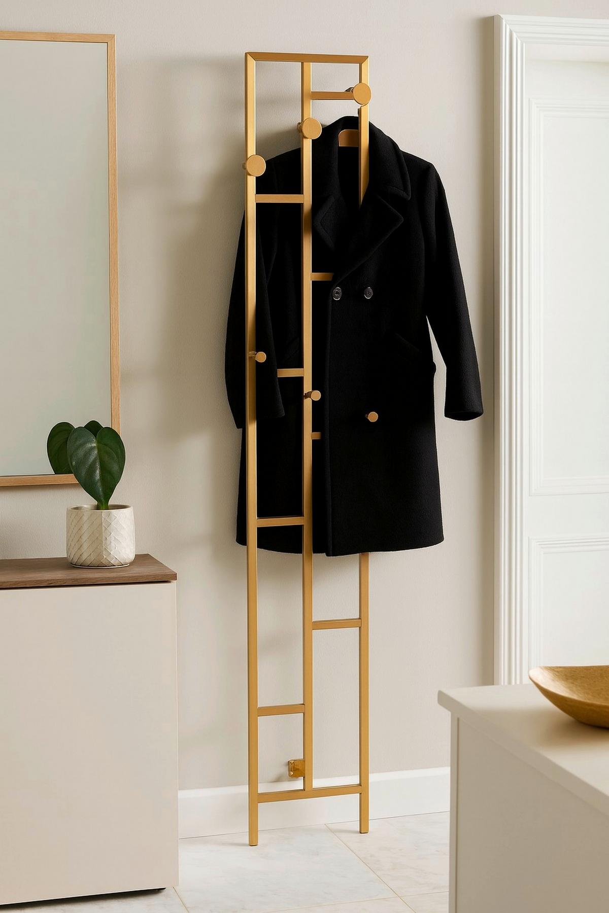 WIESZAK ŚCIENNY ANKE - kolor złoty, Design, metal (36/33,5/180cm) - MID.YOU