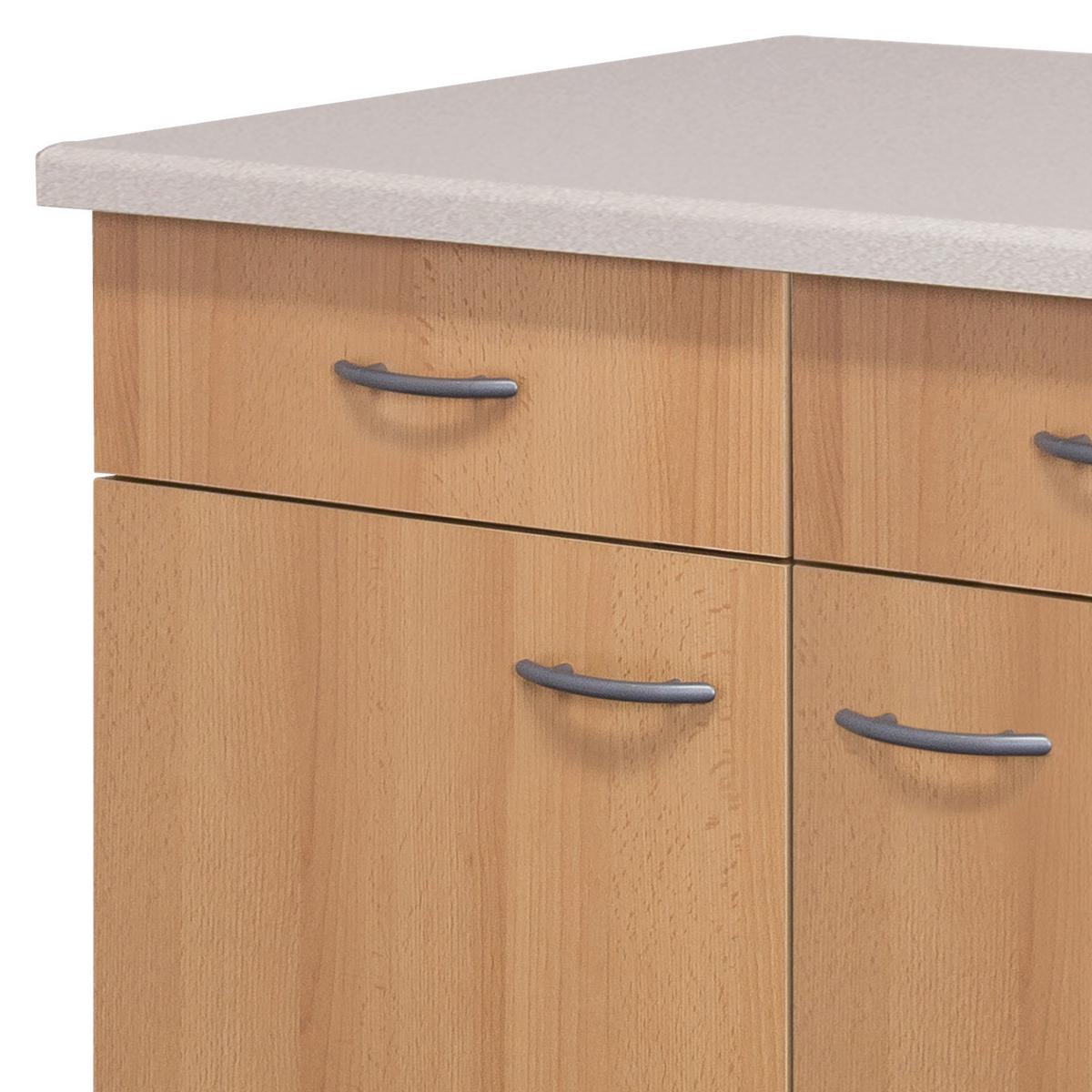 Küchenunterschrank in Buchefarbe 'Nano' - Edelstahlfarben/Beige, MODERN, Holzwerkstoff/Kunststoff (100/85/57cm) - FlexWell