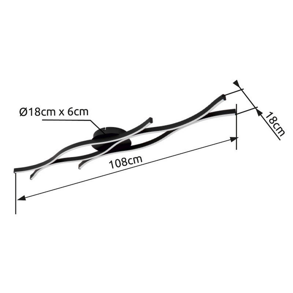 LED-DECKENLEUCHTE 67206D GERONIMO - Weiss/Schwarz, Design, Kunststoff/Metall (108/18/6cm) - Globo