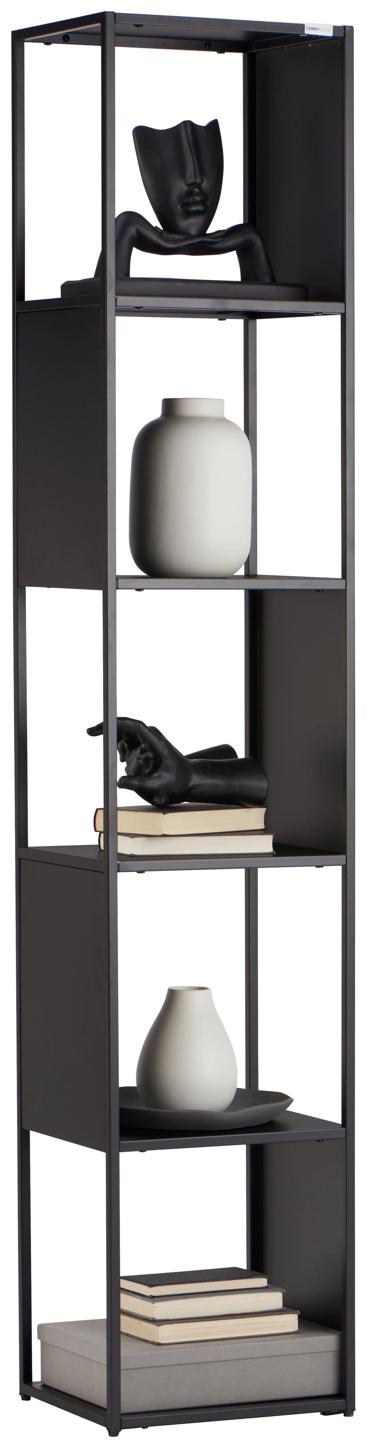 REGAŁ ERIK - czarny, Trend, tworzywo sztuczne/metal (37/188/30cm) - Carryhome