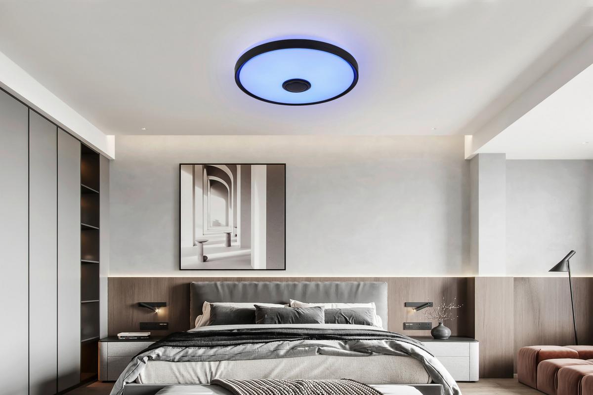 Led Smart Mennyezeti Lámpa Mirsada - fekete/fehér, műanyag/fém (42/8,5cm) - Premium Living