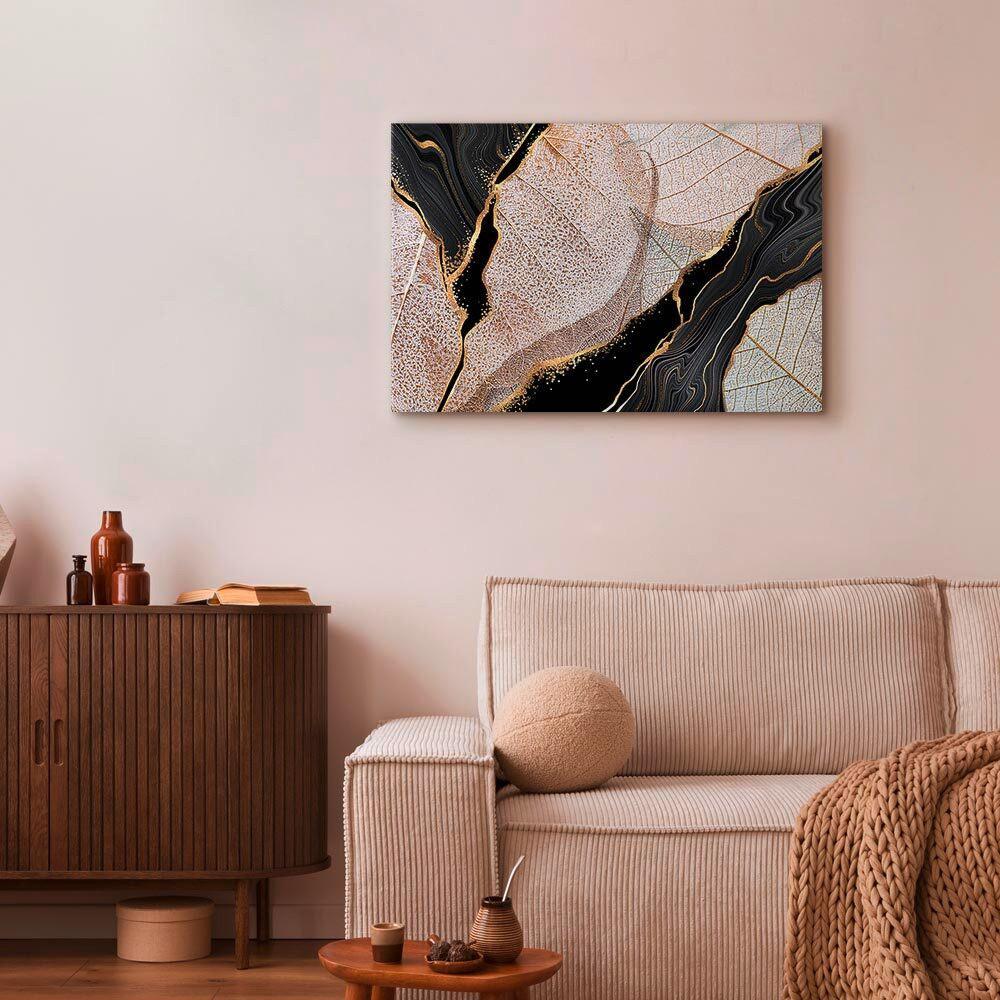 Slika Na Platnu Moment - črna/barve kapučina, Basics, tekstil/les (90/60/1.2cm) - artgeist