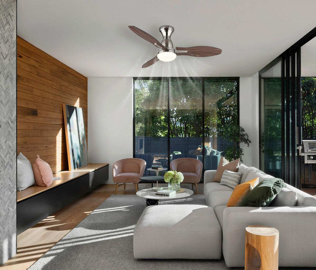 DECKENVENTILATOR 03671N GALE - Hellbraun/Dunkelbraun, Konventionell, Holzwerkstoff/Kunststoff (107/32,5cm) - Globo