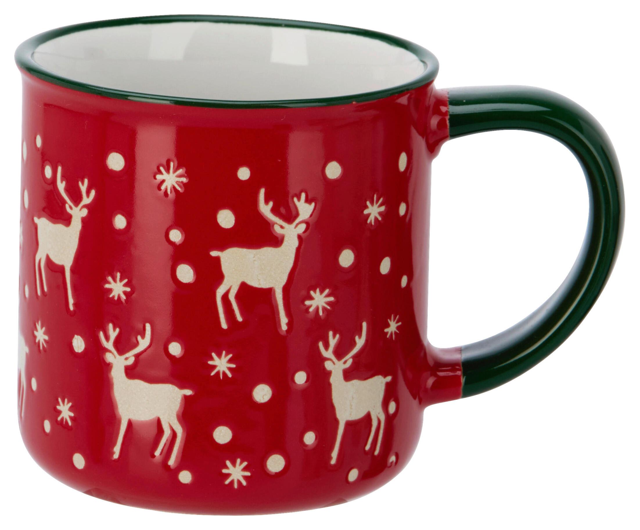 Tasse Christmas Grün/Rot/Weiß ca. 250ml - Rot/Weiß, KONVENTIONELL, Keramik (8/11cm) - Mömax