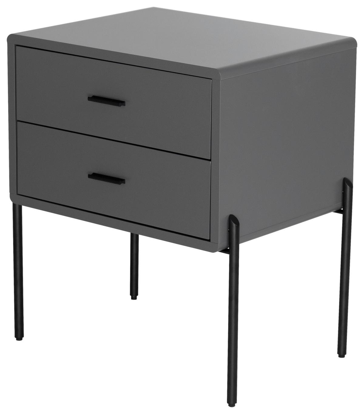 Nočna Omarica Pelotas - črna/siva, Moderno, kovina/leseni material (50/60/40cm) - Premium Living