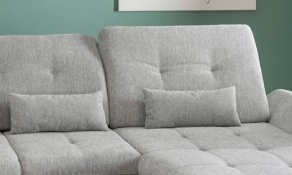 Wohnlandschaft Dalida Silberfarben Chenille - Chromfarben/Silberfarben, Design, Textil/Metall (254/376/195cm) - Livetastic