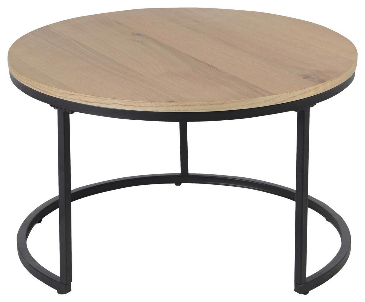 ZESTAW STOLIKÓW KAWOWYCH TROPEA -EXKLUSIV- - kolor dębowy/czarny, Konventionell, materiał drewnopochodny/metal (70/70/42cm) - Stylife