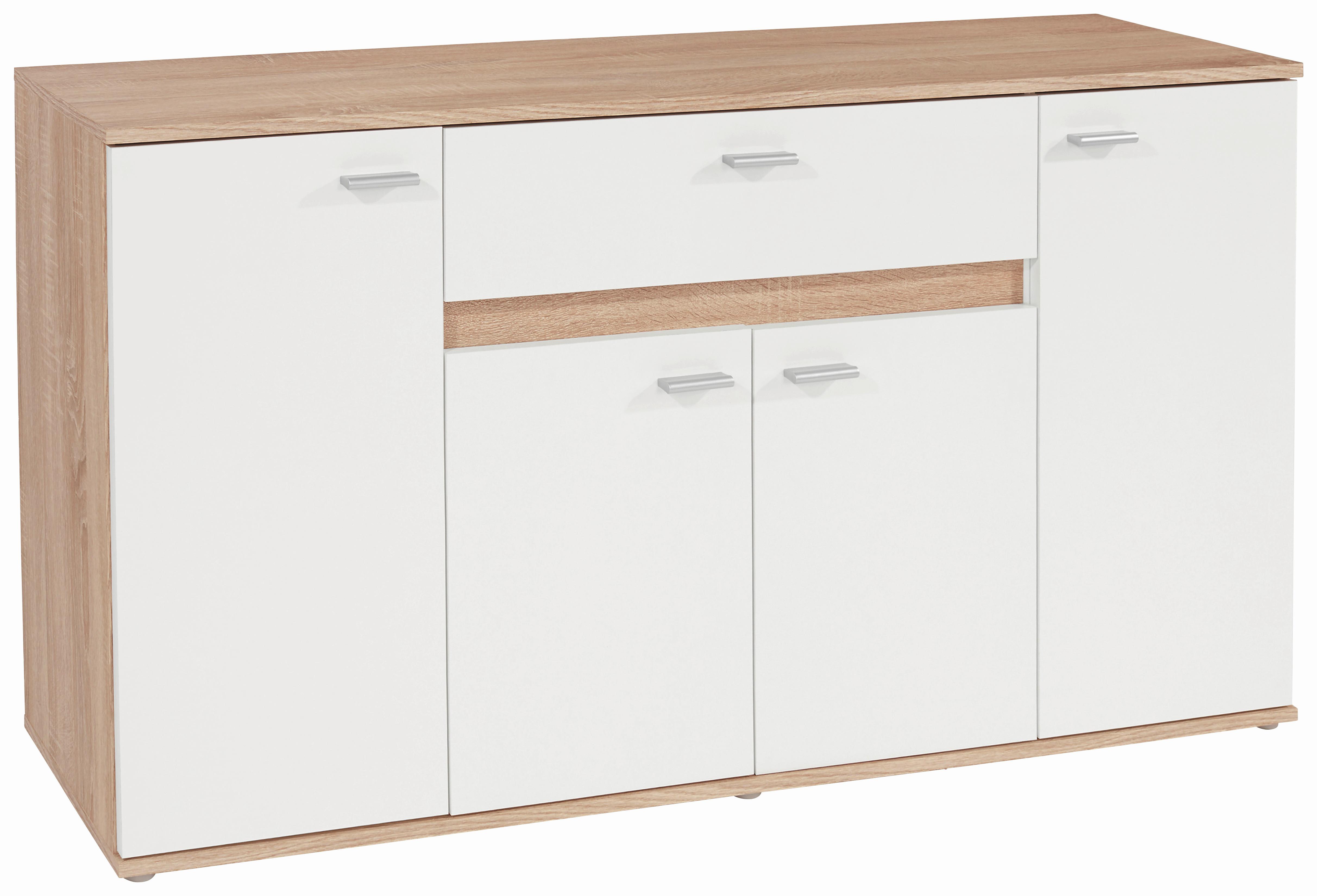 Komoda Carmen - bijela/srebrne boje, Moderno, drvni materijal/plastika (160/80/35cm) - Modern Living