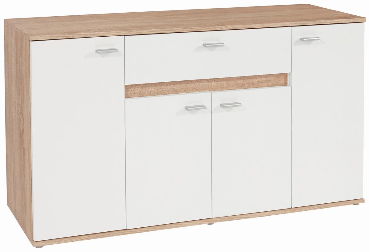 Comodă Carmen - stejar Sonoma/alb, Modern, material pe bază de lemn (160/80/35cm) - Modern Living