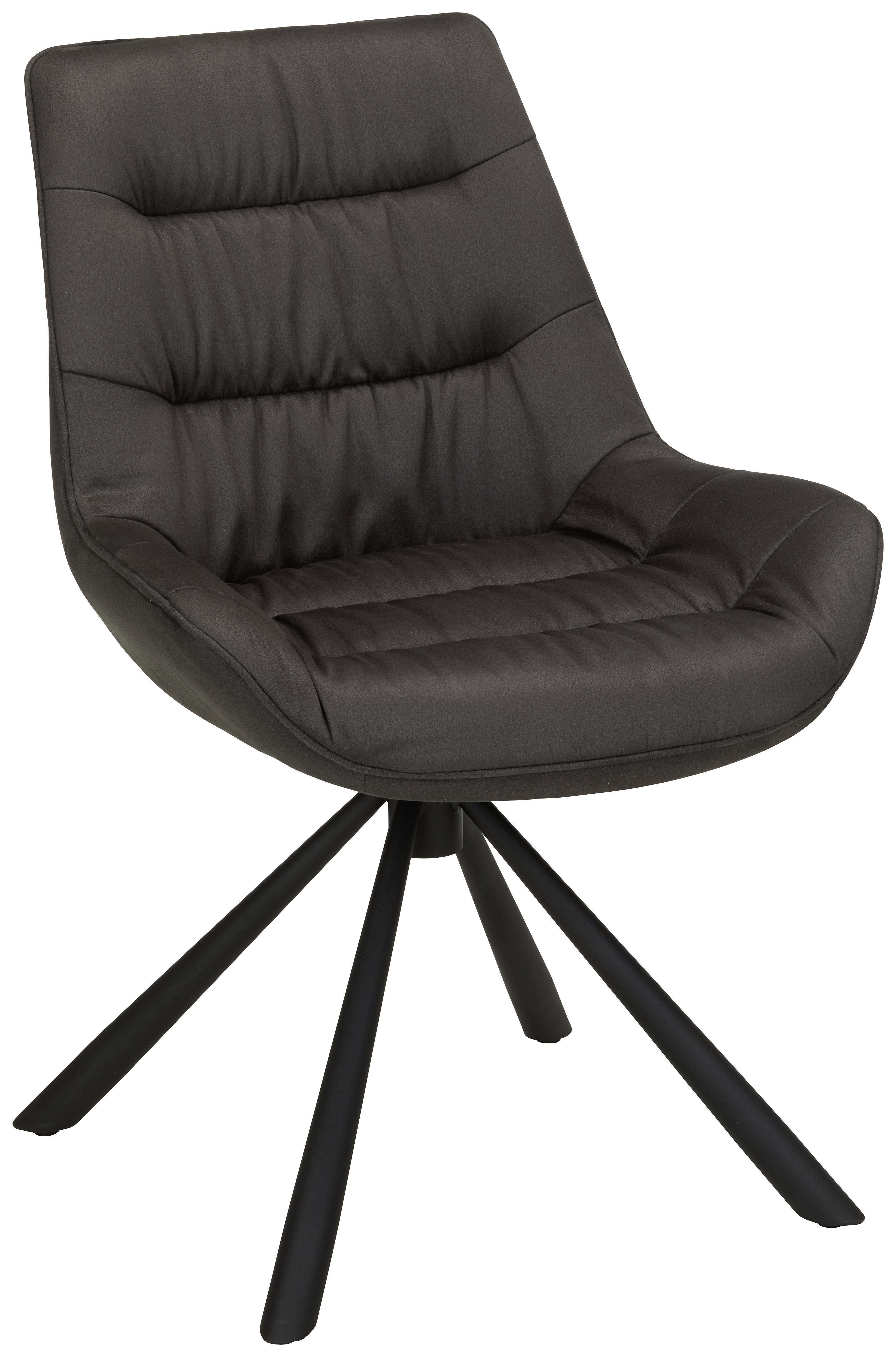Stuhl in Grau/Schwarz - Schwarz/Grau, Modern, Textil/Metall (57,5/85/64cm) - Modern Living