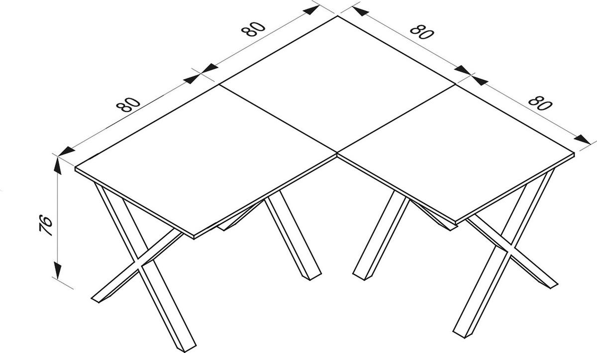 Kotna Pisalna Miza Lona, Hrast - črna/hrast sonoma, Moderno, kovina/leseni material (160/80/76cm) - MID.YOU