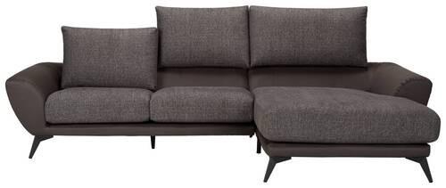 Wohnlandschaft Soria in Dunkelgrau - Dunkelgrau/Schwarz, MODERN, Textil (296/103/176cm) - Premium Living