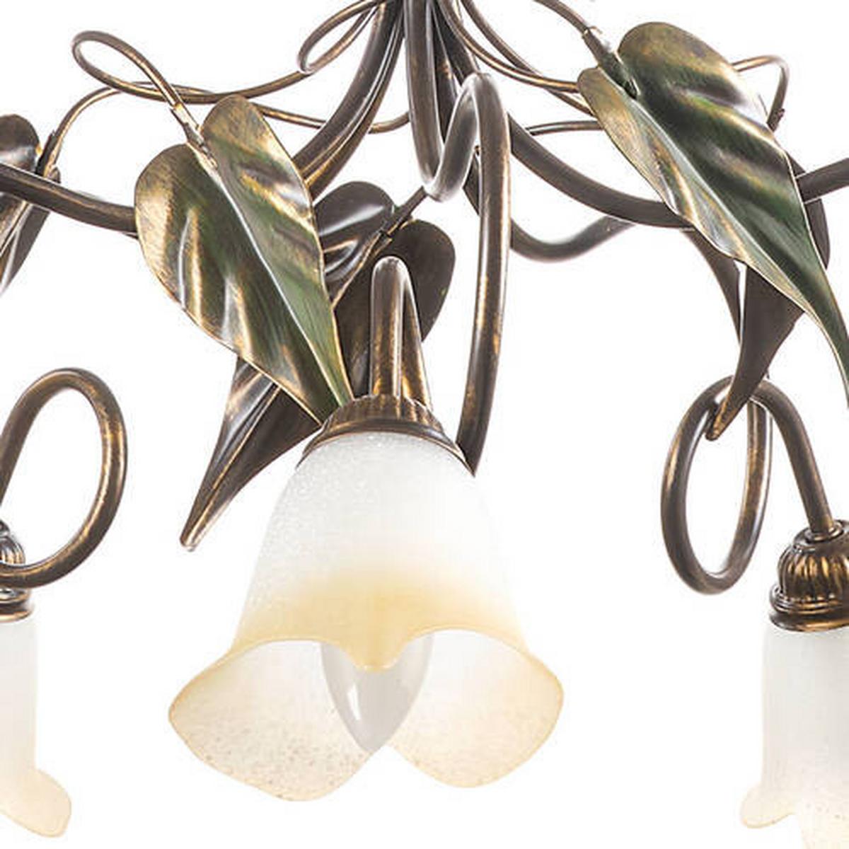 Kronleuchter Miranda Bronze/Olivgün max. 6 Watt - Bronzefarben/Olivgrün, Natur, Glas/Metall (90/130cm)