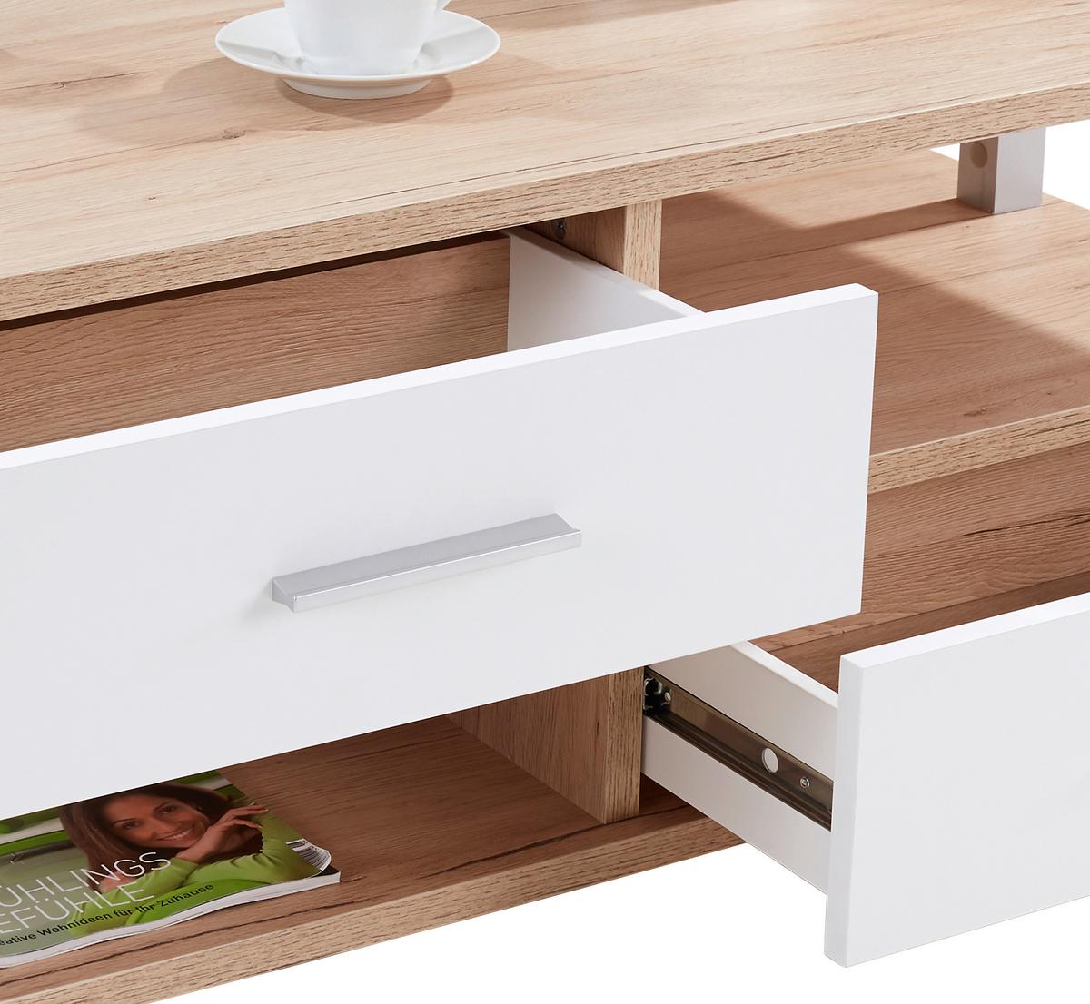 Măsuță de cafea QUATTRO - culoare lemn stejar, Konventionell, material pe bază de lemn (105/45/60cm) - Modern Living