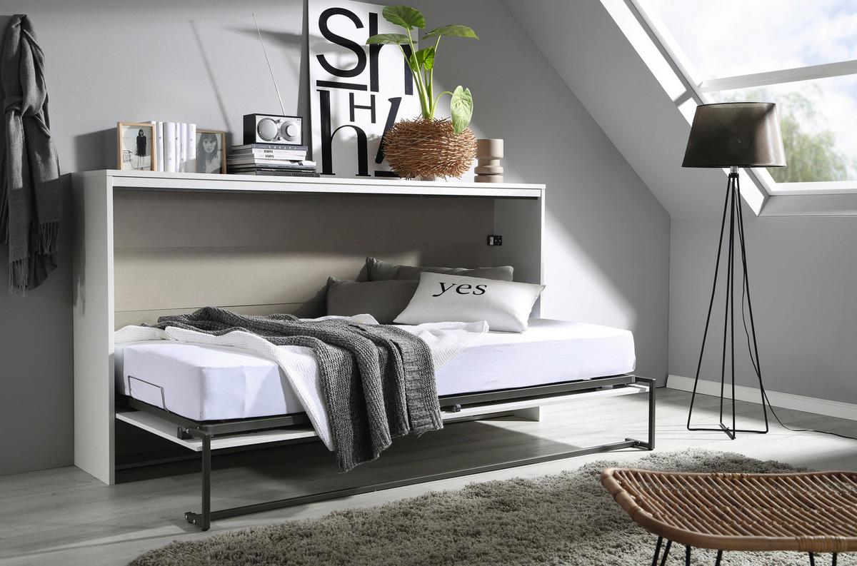 Klappbett "Albero" , weiß,grau - Weiß/Grau, Design, Holzwerkstoff (90/200cm) - Rauch Möbel