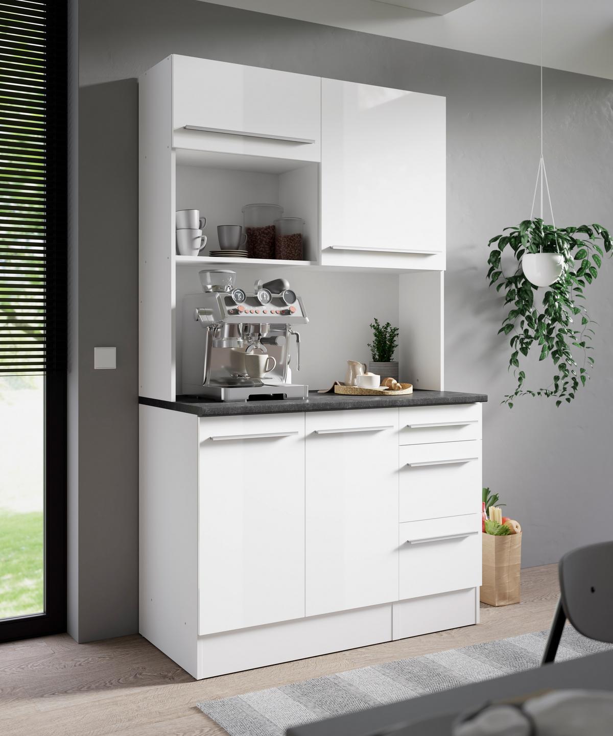 BUFET JAZZ BUFFET - biały wysoki połysk/kolor srebrny, Lifestyle, materiał drewnopochodny/tworzywo sztuczne (120/211/60cm) - MID.YOU