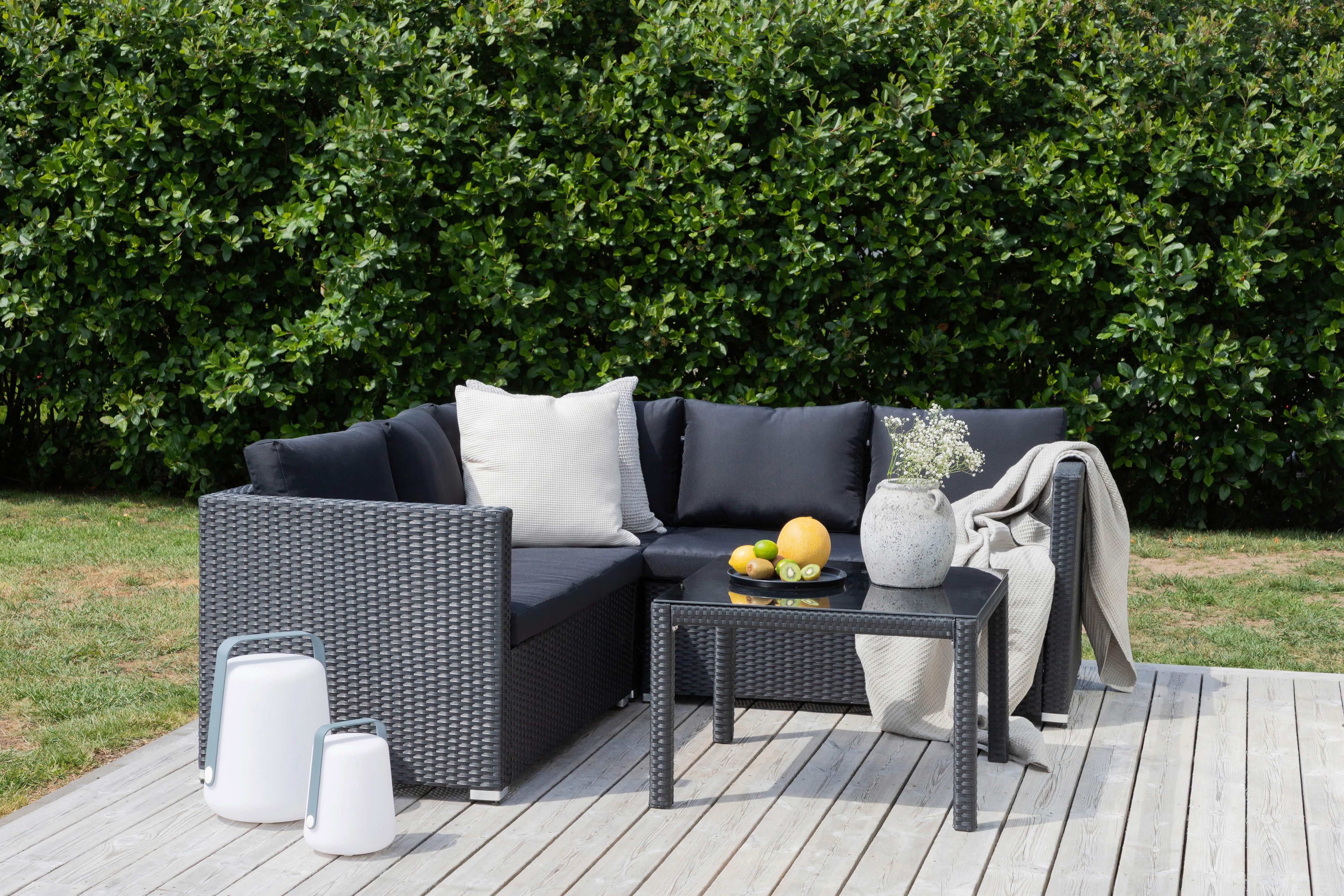 Loungegarnitur Kuba Schwarz - Schwarz, KONVENTIONELL, Glas/Kunststoff - Gardenson