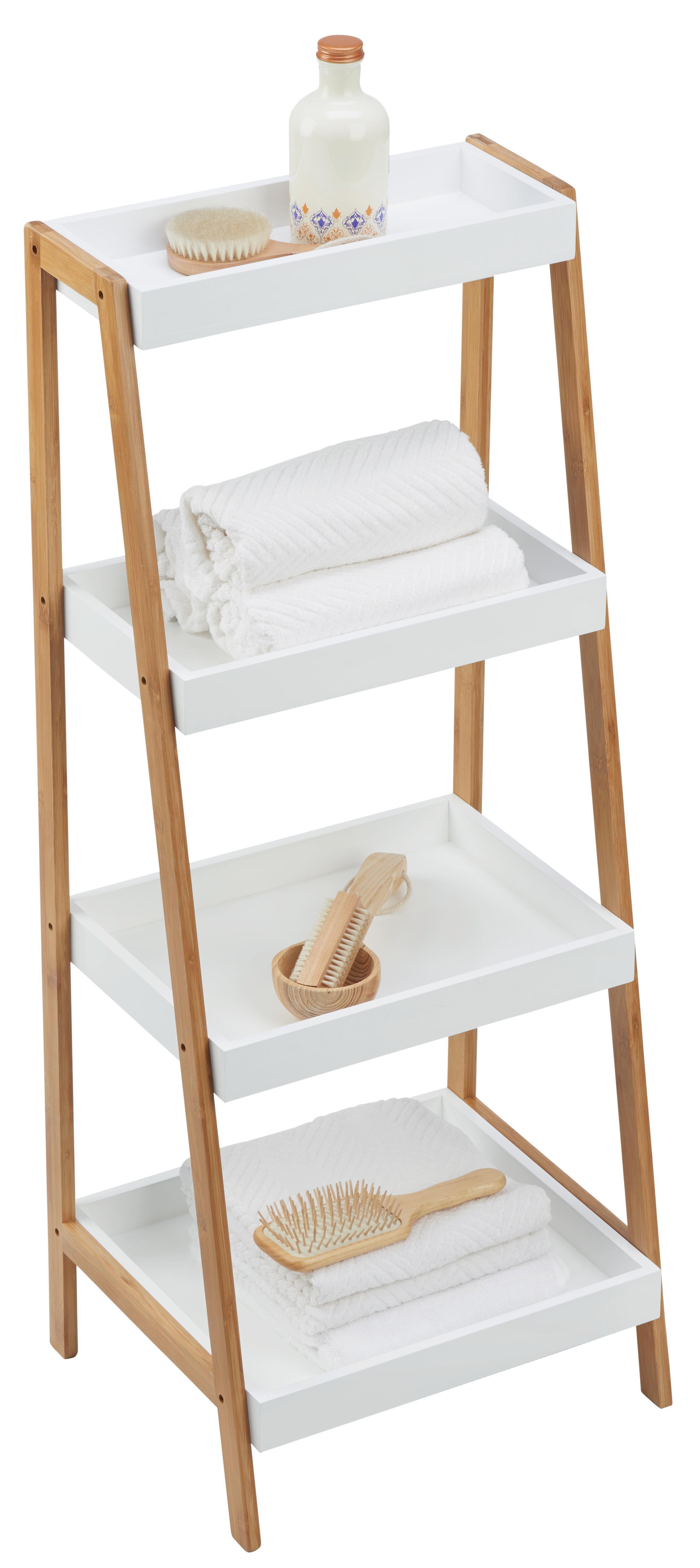 Regal in Buchefarben/Weiß 'Mirella' - Buchefarben/Weiß, KONVENTIONELL, Holz (44/110/37cm) - Bessagi Home