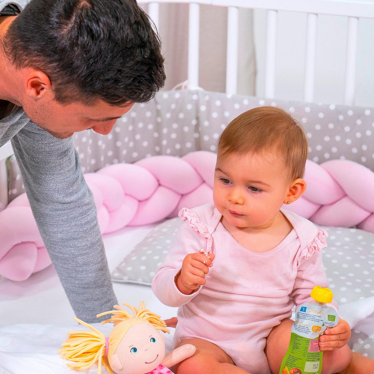 OCHRANIACZ DO ŁÓŻECZKA GEFLOCHTEN - kremowy, Basics, tkanina (200/13/13cm) - Babybay