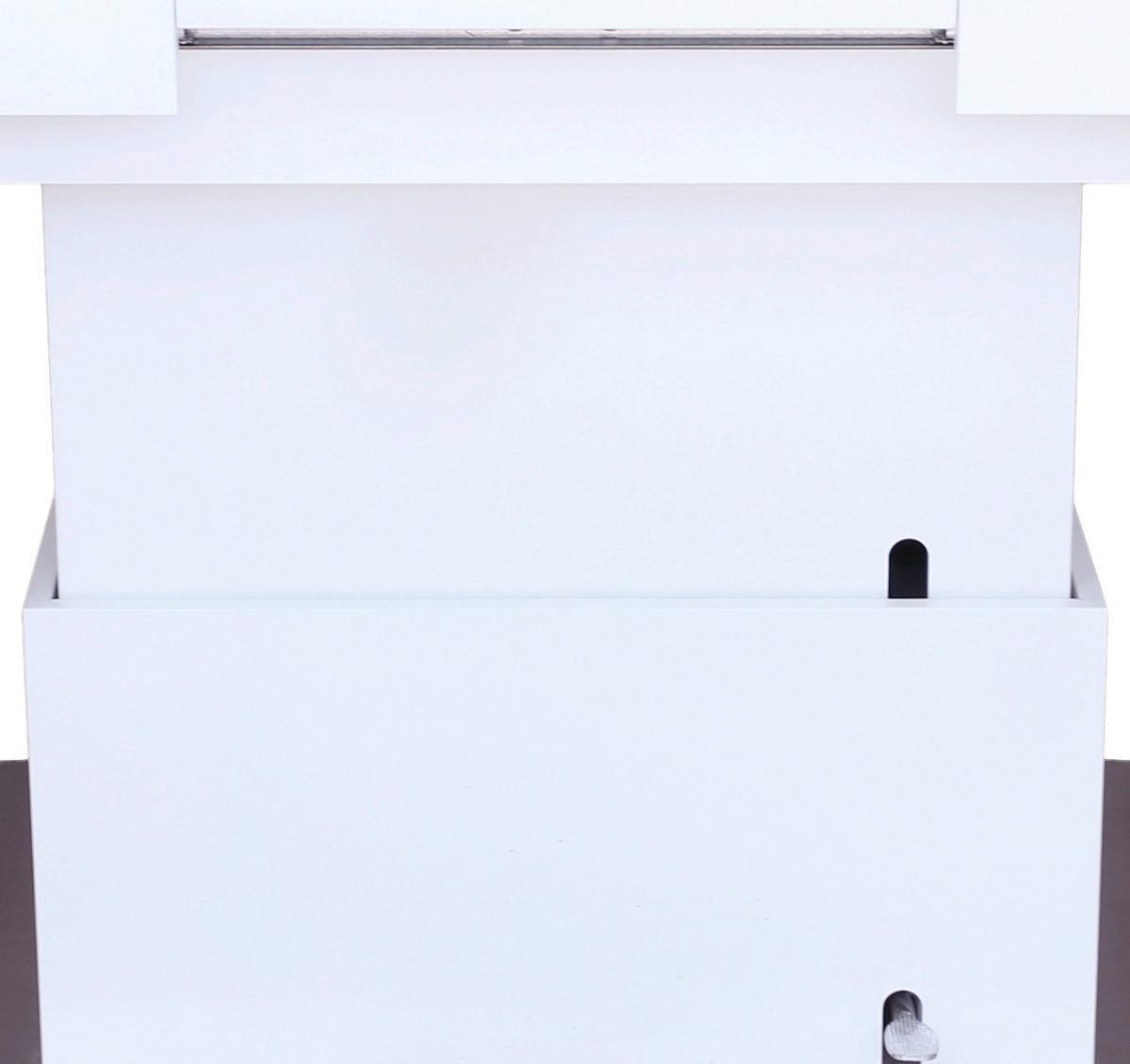 Klubska Miza Manchester, Bela, Raztegljiva, Nastavljiva - barve nerjavečega jekla/bela, Moderno, kovina/leseni material (120-160/50-78/80cm)