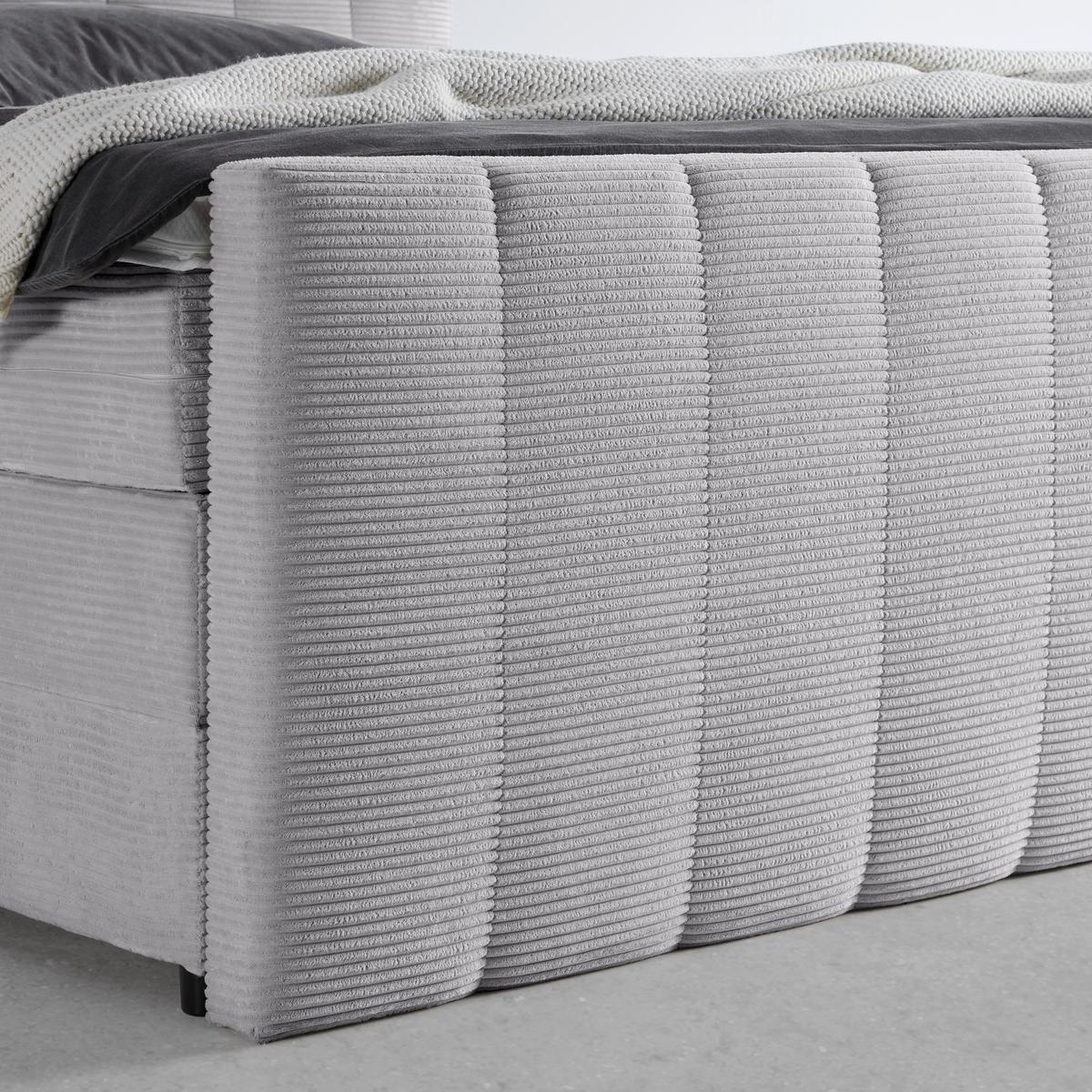 Boxspringbett Malaga Hellgrau ca. 180x200cm - Silberfarben/Hellgrau, KONVENTIONELL, Holzwerkstoff/Kunststoff (180/200cm) - Premium Living