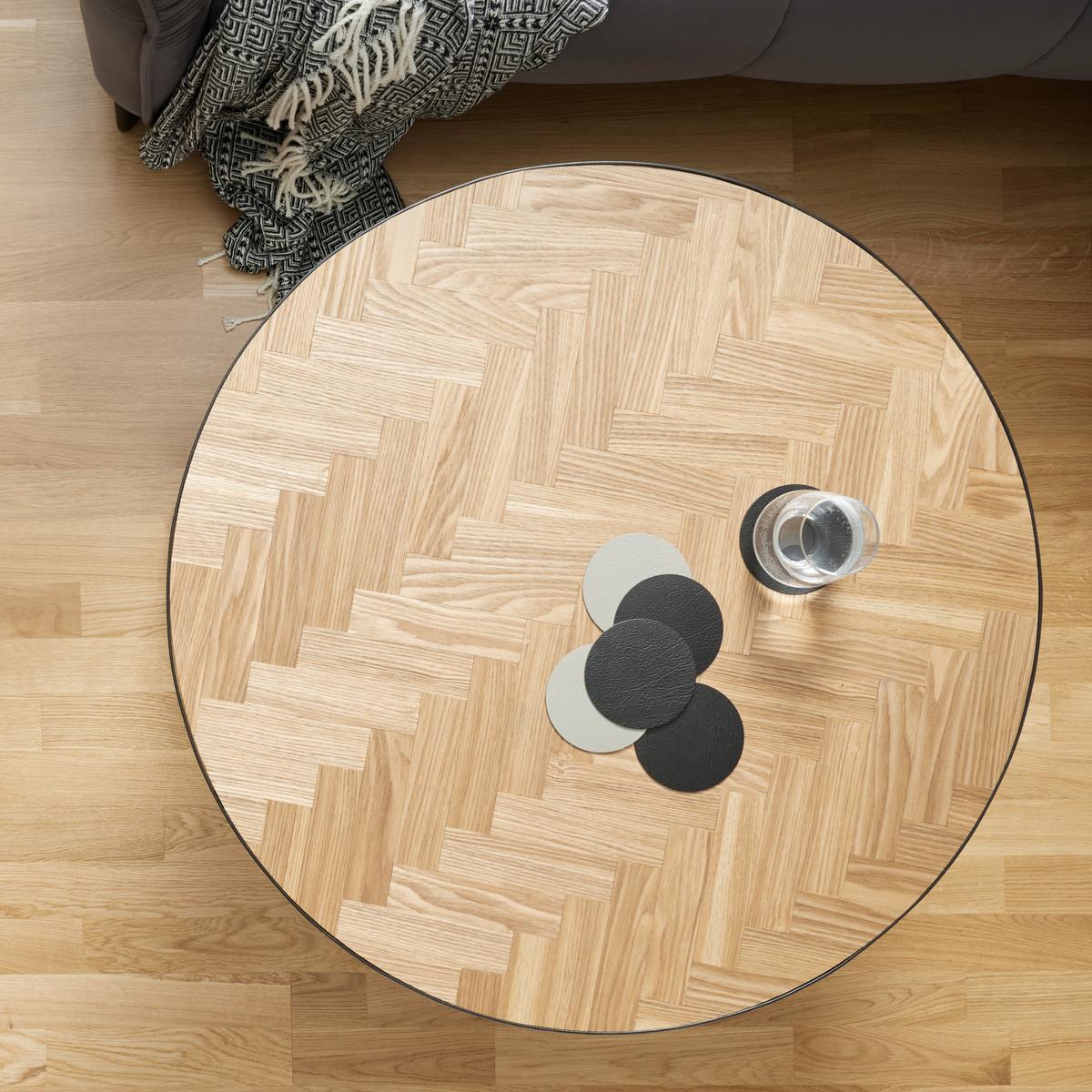 Couchtisch in Naturfarben/Schwarz Ø ca. 80cm - Schwarz/Naturfarben, Lifestyle, Holzwerkstoff/Metall (80/40cm) - Zandiara