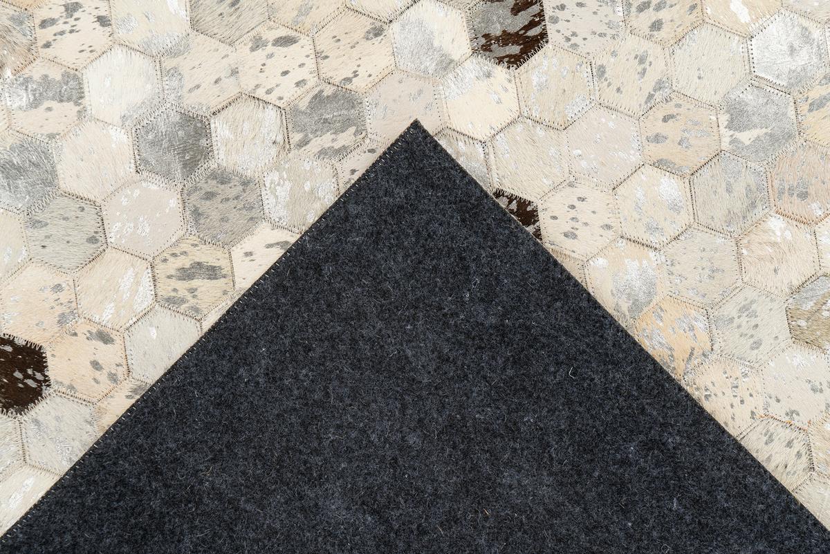 LEDERTEPPICH RAVI 400 - Silberfarben/Grau, Konventionell, Leder (120/170cm) - Kayoom