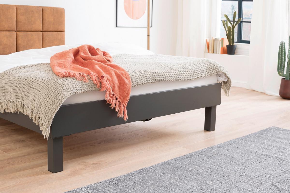 Metallbett ca. 160x200cm - Anthrazit/Kupferfarben, Konventionell, Textil/Metall (160/200cm) - Mömax