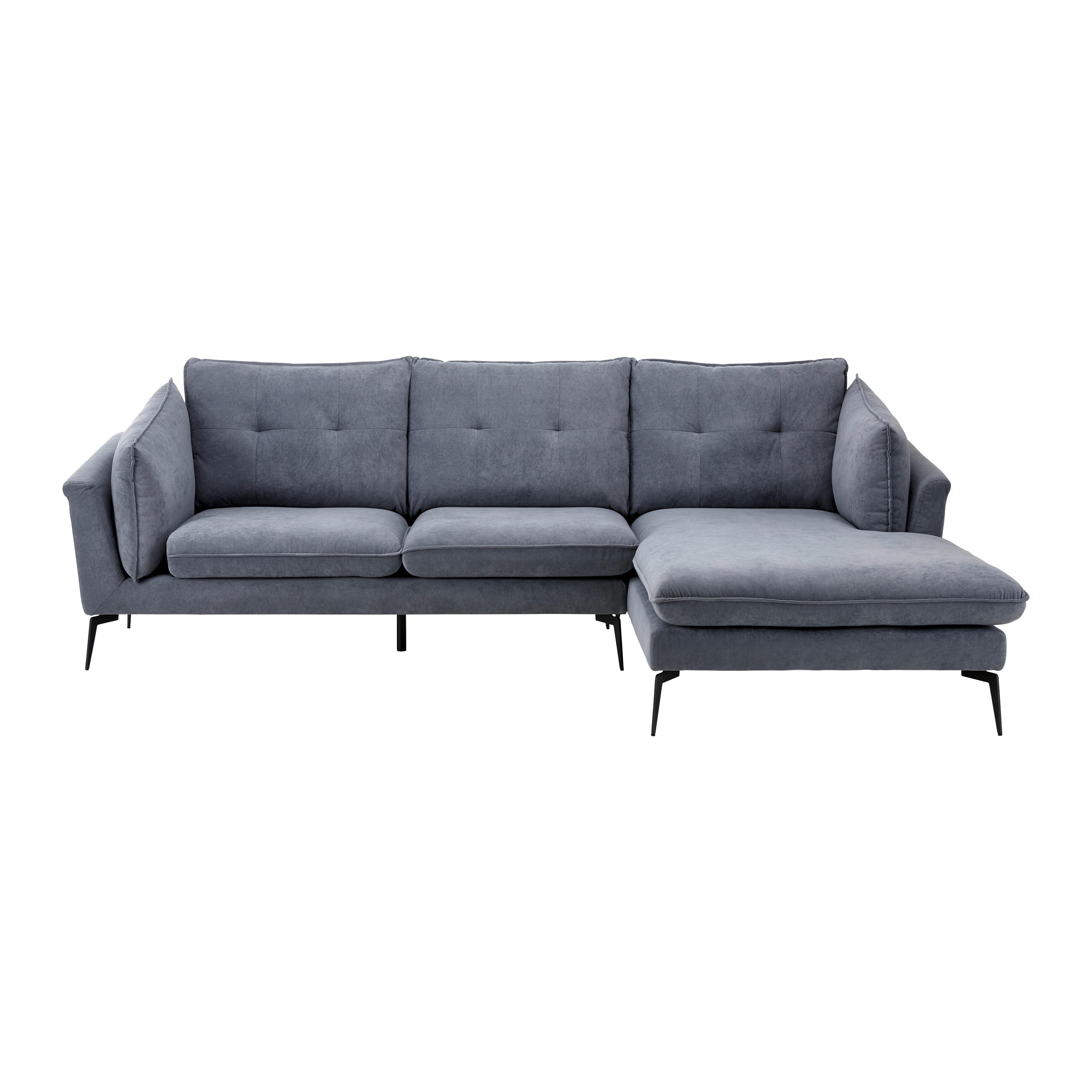 Sedežna Garnitura Sandro, Iz Žameta - siva/črna, Moderno, kovina/tekstil (258/86/160cm) - Bessagi Home