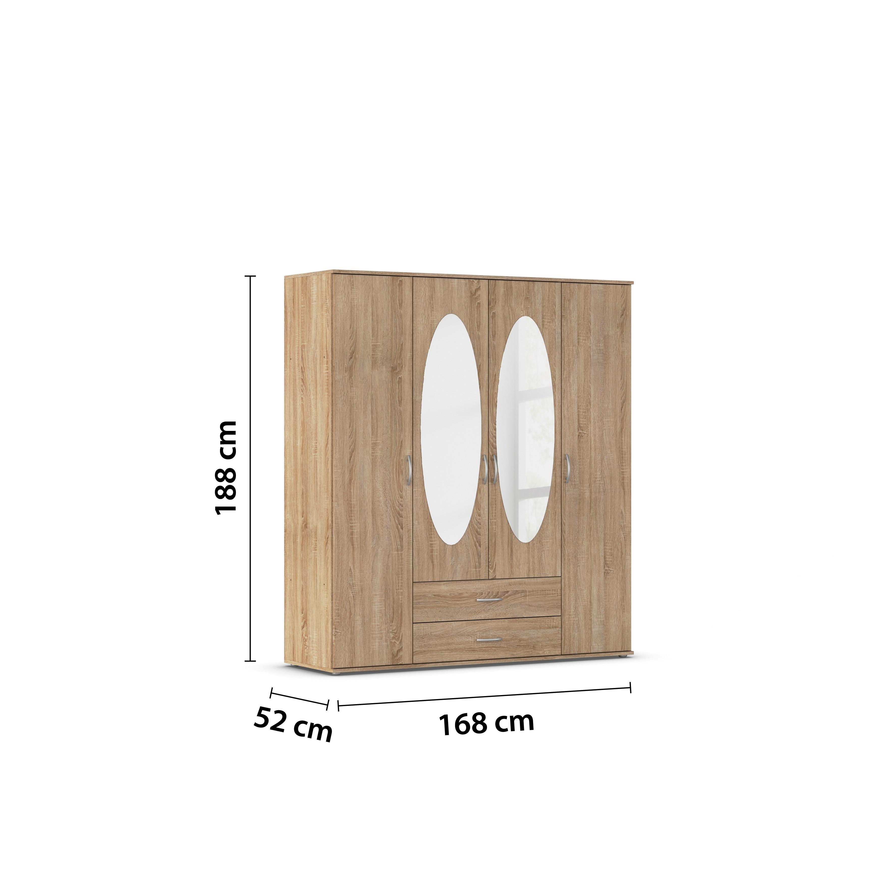 DULAP PAUL - culoare lemn stejar, Konventionell, material pe bază de lemn (168/188/52cm)