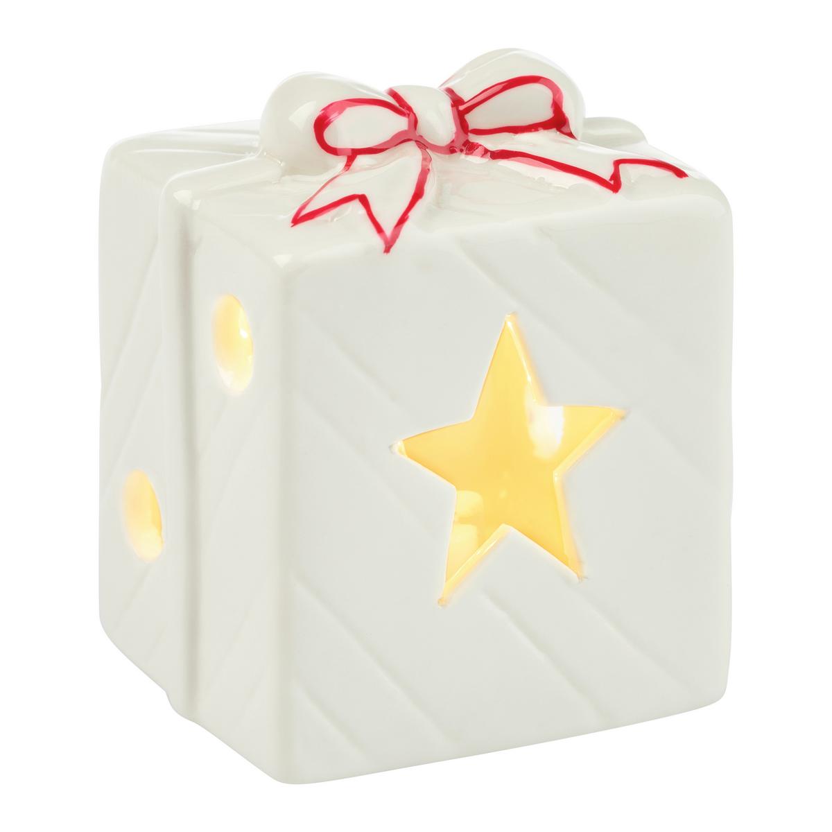 Božićna Figura Gift - bijela/crvena, Konvencionalno, keramika (4,8/6,2/4,8cm) - Mömax