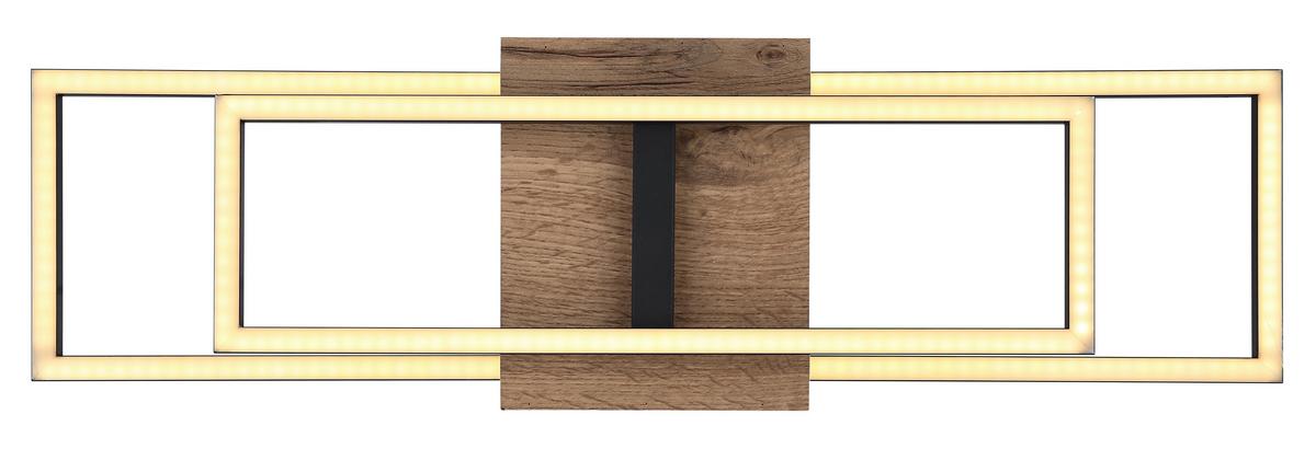 LED-DECKENLEUCHTE 67276-18 KENDRA - Weiss/Dunkelbraun, Design, Holzwerkstoff/Kunststoff (60/15/10cm) - Globo