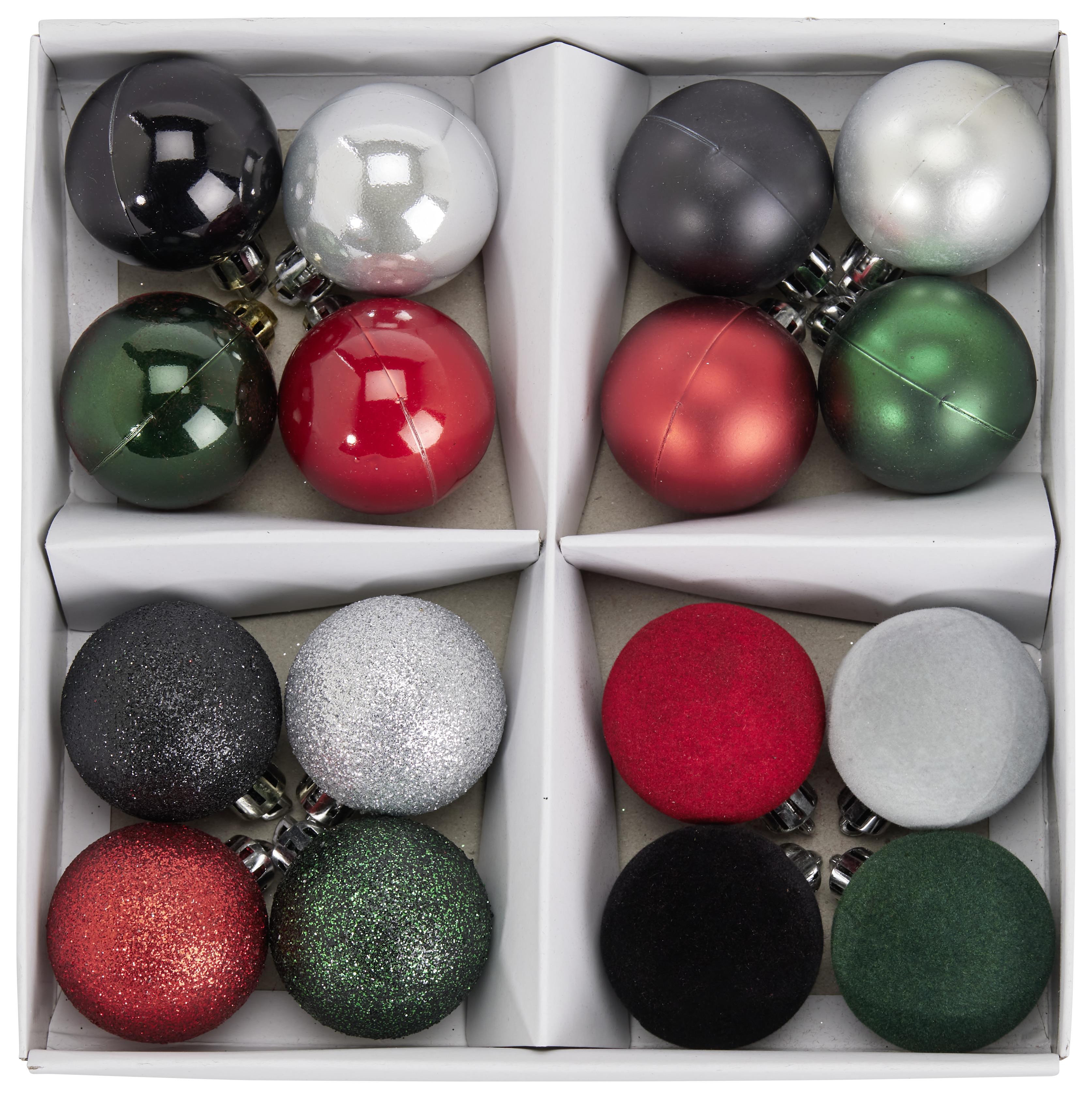Christbaumkugel-Set Linda in diversen Farben, 16 teilig - Dunkelgrün/Rot, Konventionell, Kunststoff (4cm) - Modern Living