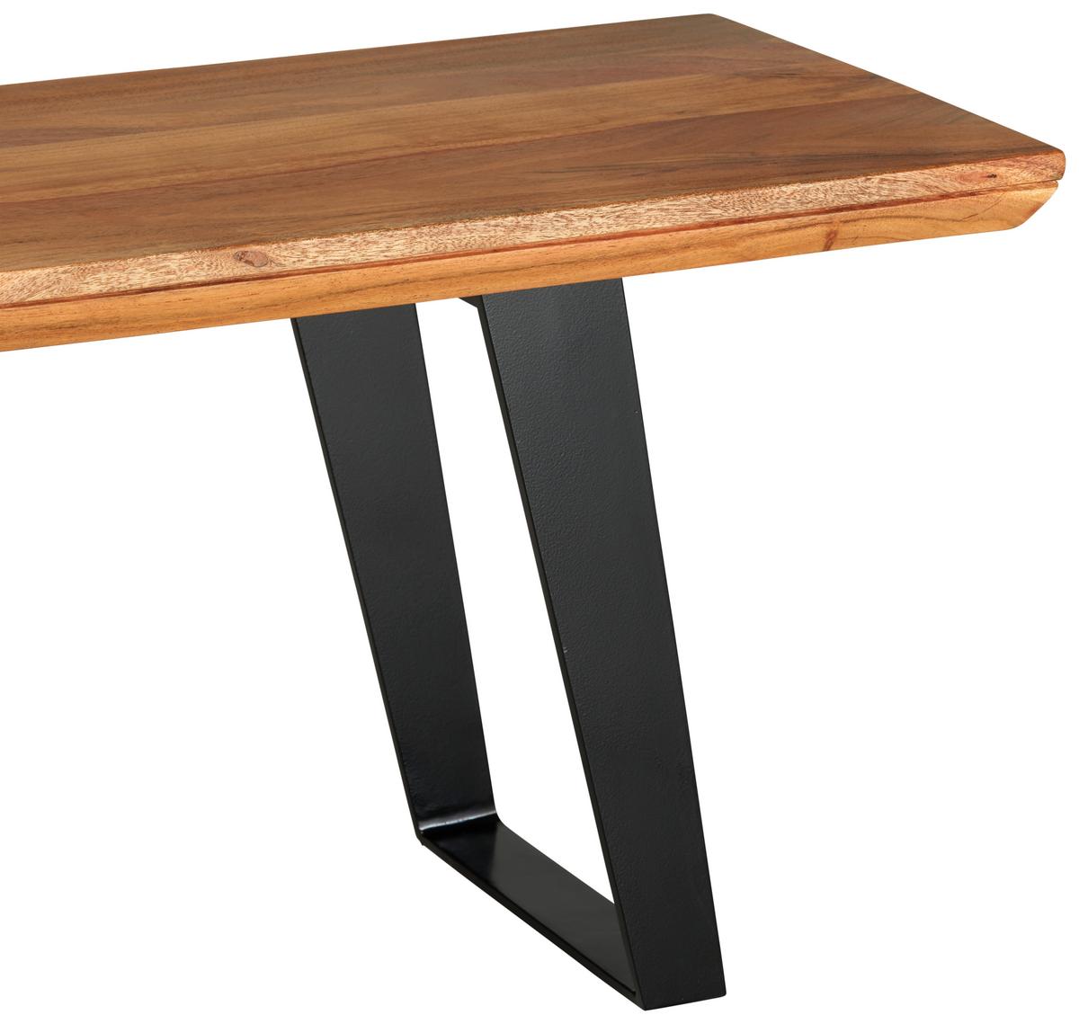 Sitzbank Schwarz/Akazie - Schwarz/Akaziefarben, LIFESTYLE, Holz/Metall (150/45/38cm) - Zandiara