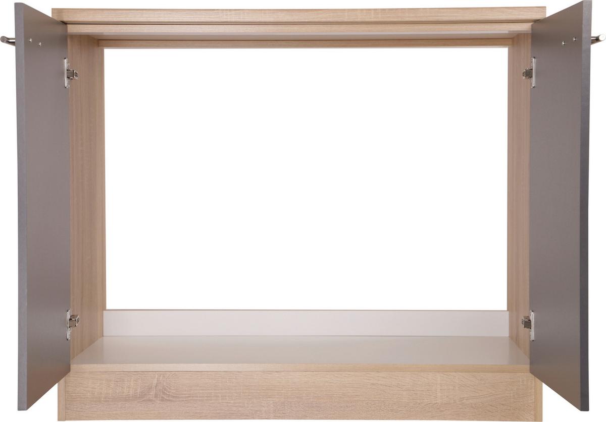 Spodnja Omarica Za Korito Merle, Barva Hrasta, Siva - srebrne barve/siva, Basics, kovina/leseni material (100/84,8/60cm) - Respekta