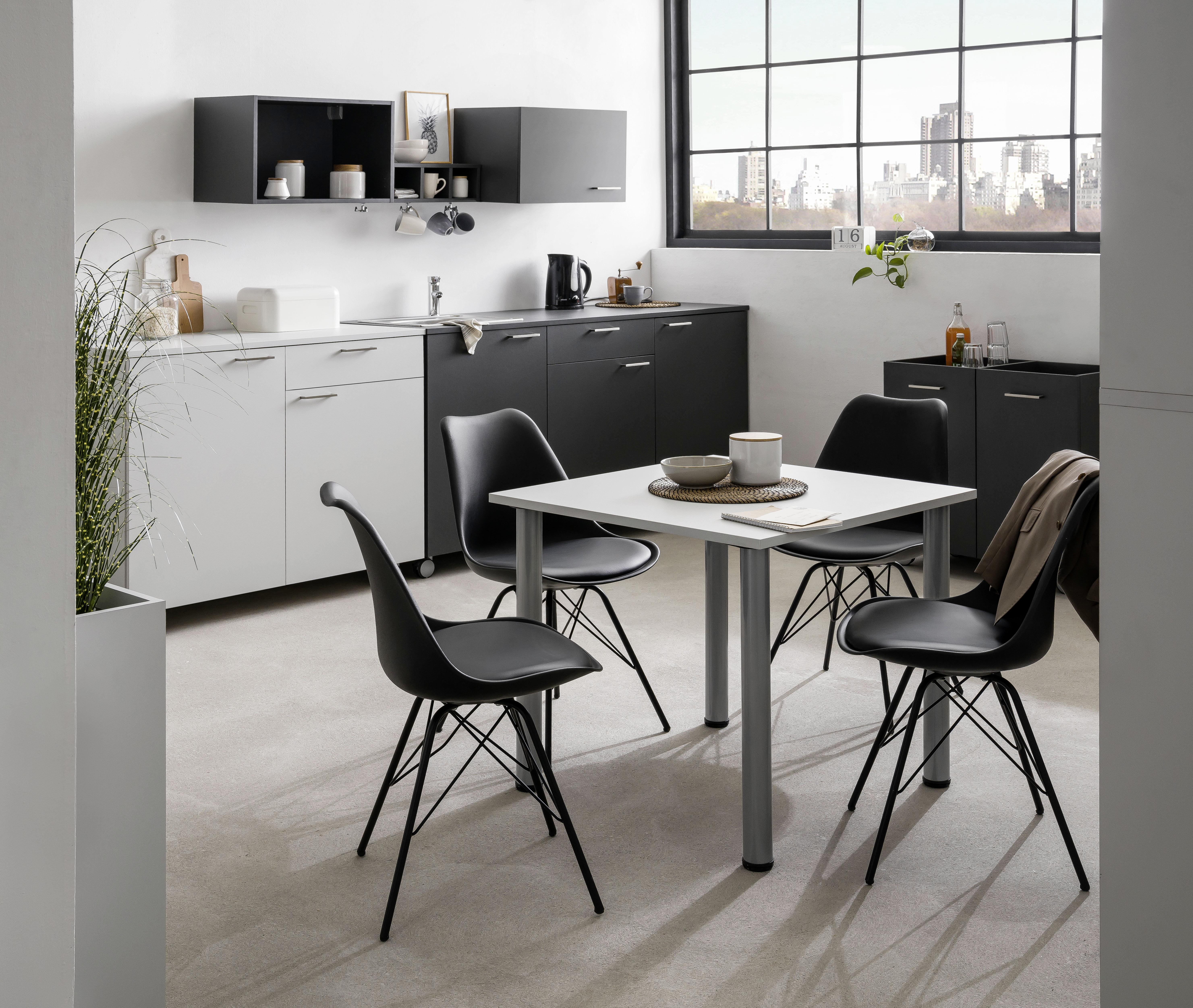 Konferenztisch "Serie 1500" ca 80x80 cm , hellgrau - Silberfarben/Hellgrau, KONVENTIONELL, Holzwerkstoff/Metall (80/80/73,2cm) - MID.YOU
