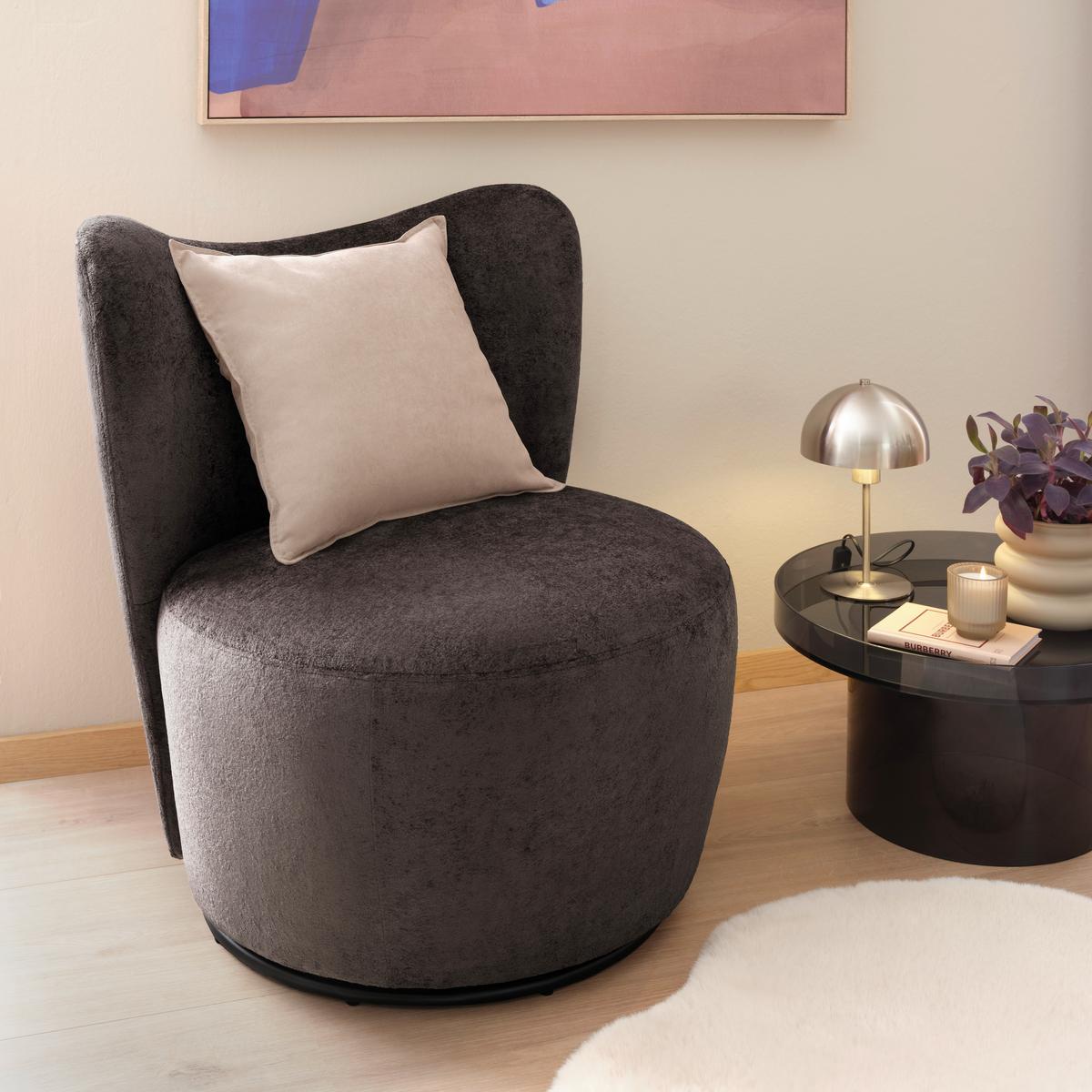Drehstuhl Elena Dunkelbraun - Dunkelbraun/Schwarz, MODERN, Holz/Textil (77/82/76cm) - Mömax