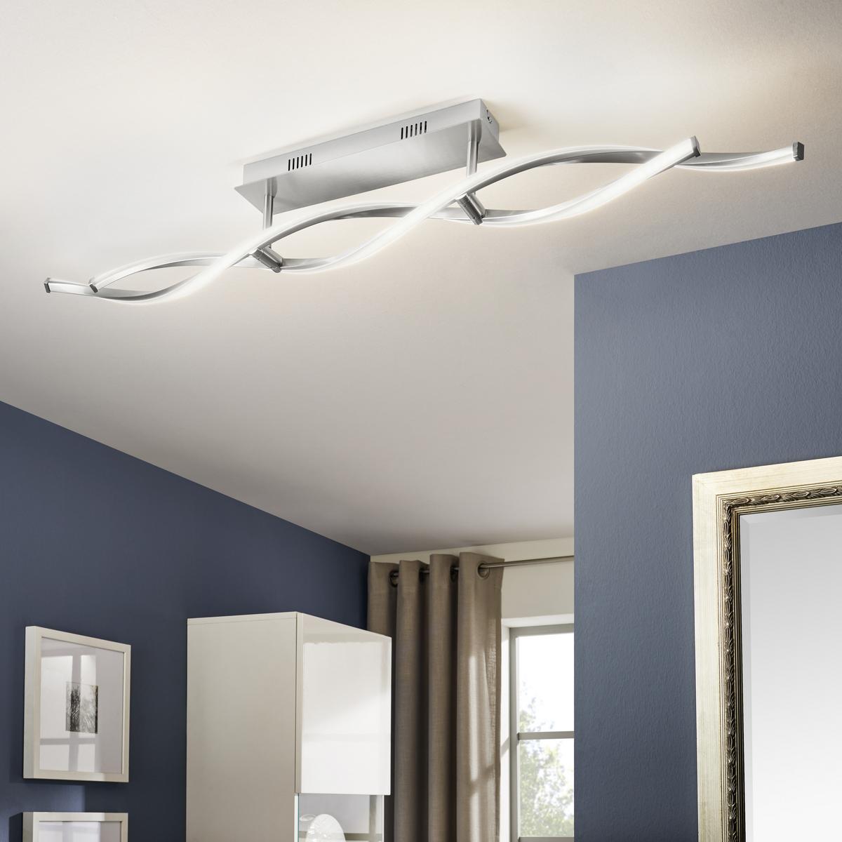 LAMPA SUFITOWA LED 9143-55 POLINA - kolor niklowy, Design, metal (110/8/15,6cm) - Paul Neuhaus