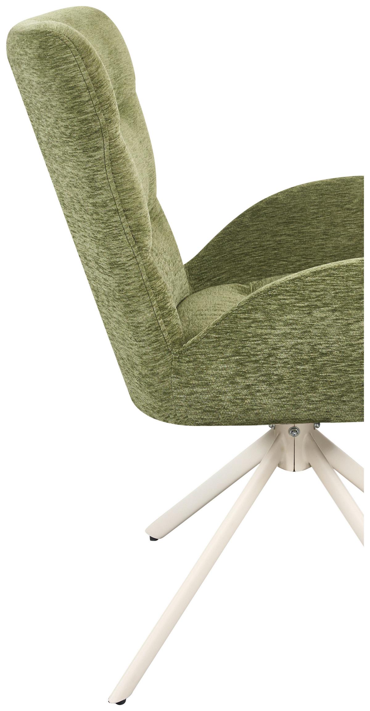 Armlehnstuhl Stella - Beige/Grün, Design, Textil/Metall (58/91/66cm) - Mömax