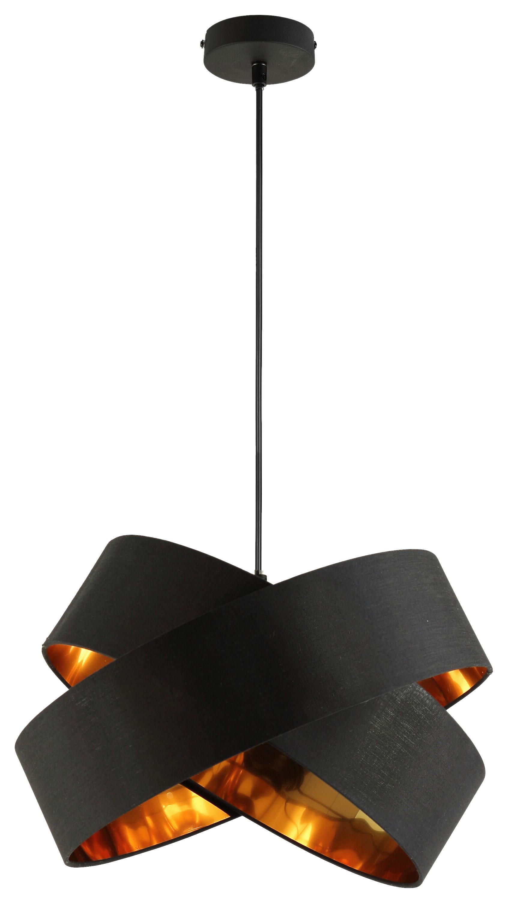 Hängeleuchte Goldi in Schwarz/Gold max. 25 Watt - Goldfarben/Schwarz, MODERN, Textil/Metall (38/120cm) - Modern Living