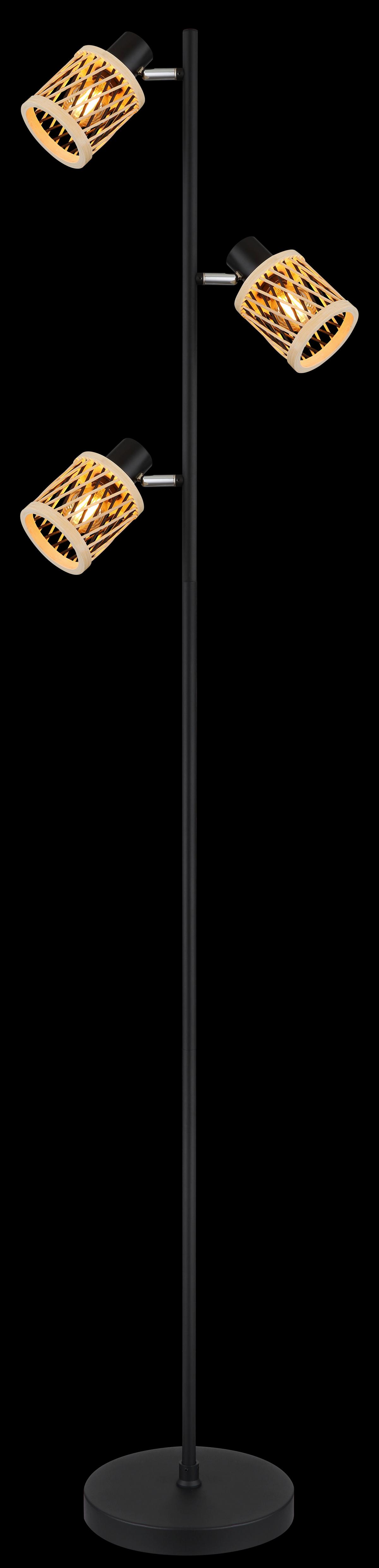 Stehleuchte 41050308 Mali - Schwarz/Naturfarben, Konventionell, Naturmaterialien/Kunststoff (23/154cm) - Globo