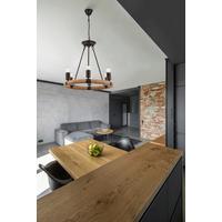 Hängeleuchte 69029-6 in Schwarz max. 40 Watt - Schwarz, Natur, Naturmaterialien/Metall (49,5/126cm) - Globo