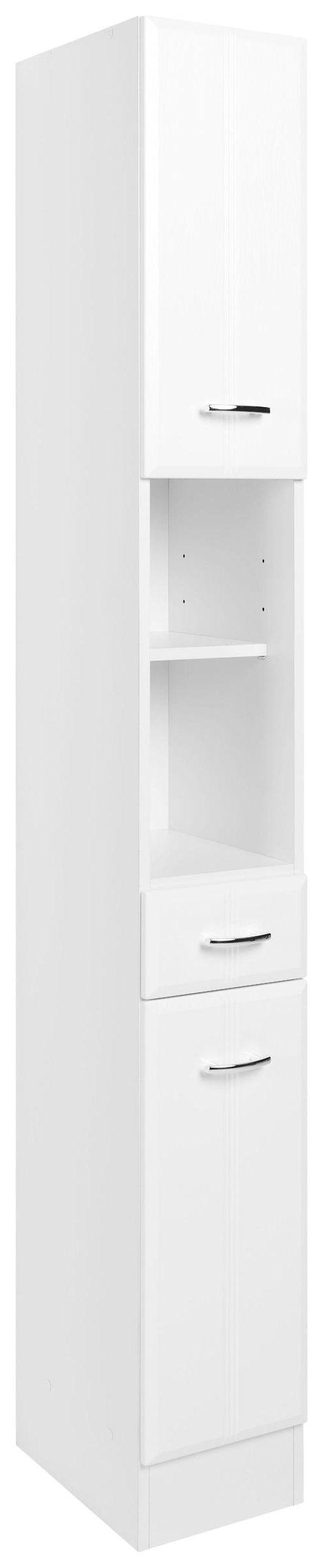 Hochschrank in Weiss 'Rallye' - Chromfarben/Weiß, KONVENTIONELL, Holzwerkstoff/Kunststoff (25/190/34cm) - Held