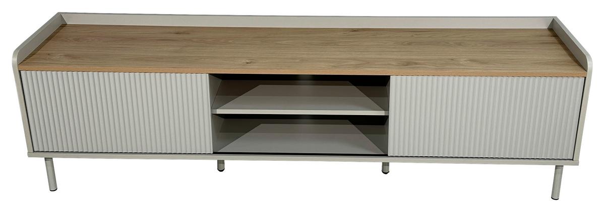 KOMODA NISKA SNOW - kolor dębowy/jasnoszary, Design, materiał drewnopochodny/metal (180/54/40cm) - Milino