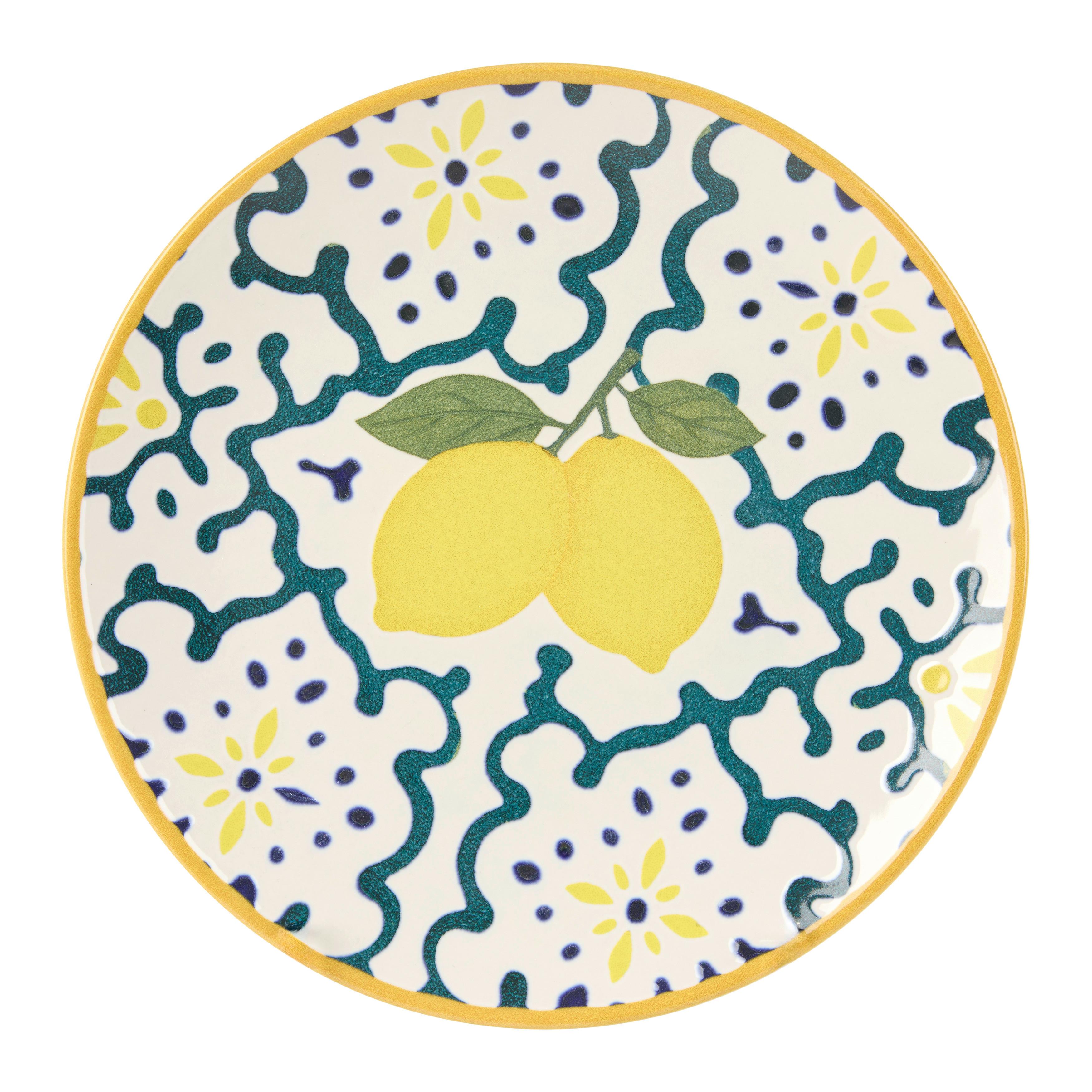 Dessertteller Lemons Blau/Gelb Ø ca. 20cm - Blau/Jadegrün, KONVENTIONELL, Keramik (20cm) - Mömax